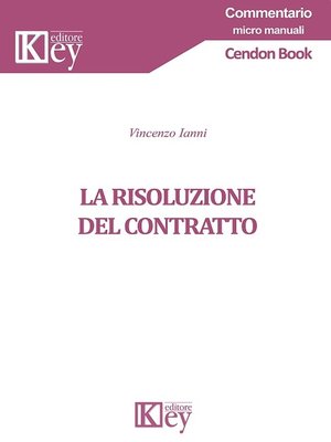 cover image of La risoluzione del contratto